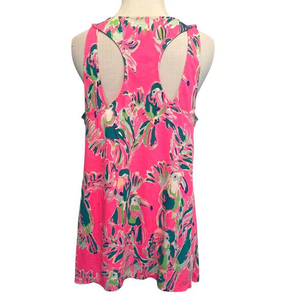 Lilly Pulitzer Monterey Tank Womens Medium Pink Dragonfruit Toucan Can Top - Picture 5 of 8